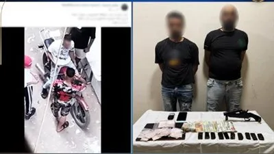 الداخلية توضح تفاصيل فيديو لمروجي مخدرات يستخدمان دراجة نارية في القليوبية
