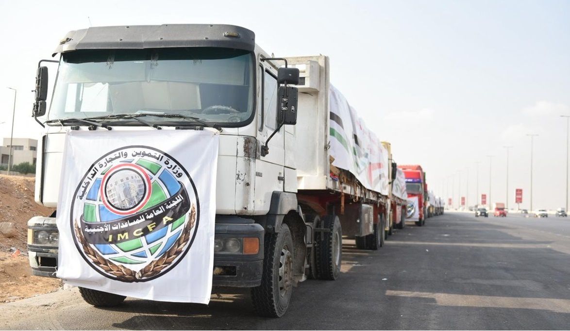 التموين تسير أول قافلة إغاثية مصرية من لجنة المساعدات بعد توقي…