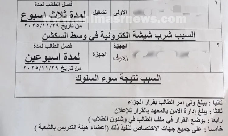 فصل طالبين بالمعهد الفني بالإسكندرية بسبب تدخين الشيشة في المحاضرة